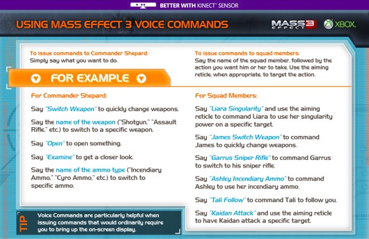 Your guide to Mass Effect 3&#8217;s Kinect voice commands, Game Crazy