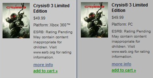 Crysis 3 accidentally revealed by EA&#8217;s Origin service, Game Crazy