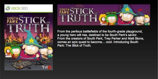 Xbox Marketplace renames Obsidian&#8217;s South Park as &#8216;South Park: The Stick of Truth&#8217;, Game Crazy