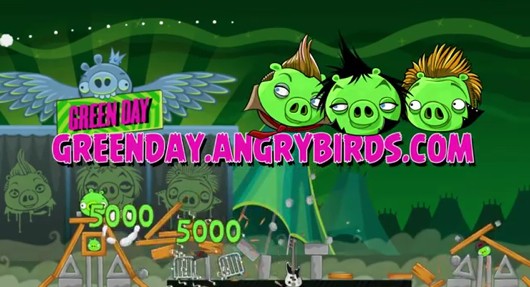 Angry Birds Friends featuring Green Day as green pigs, Game Crazy