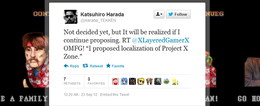 Harada is pretty confident he can get Project X Zone localized, Game Crazy