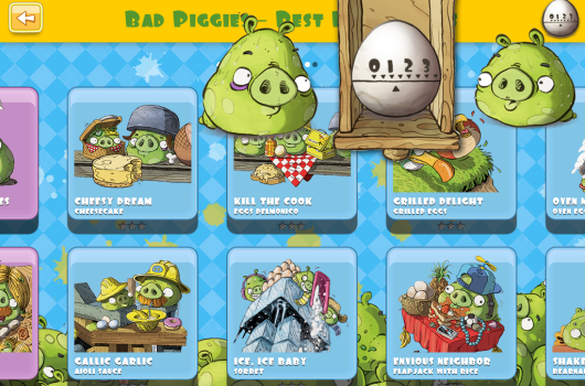 This is a Bad Piggies interactive cookbook on iPad, Game Crazy