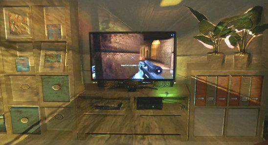 First person shooters become life size with IllumiRoom. Also, this is exactly how I see the world when I wear my glasses.